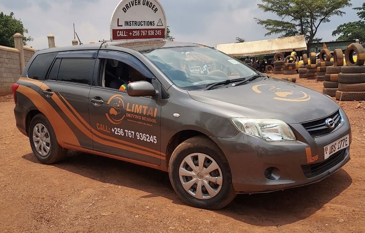 A Limtai Driving School training car at the Kampala yard